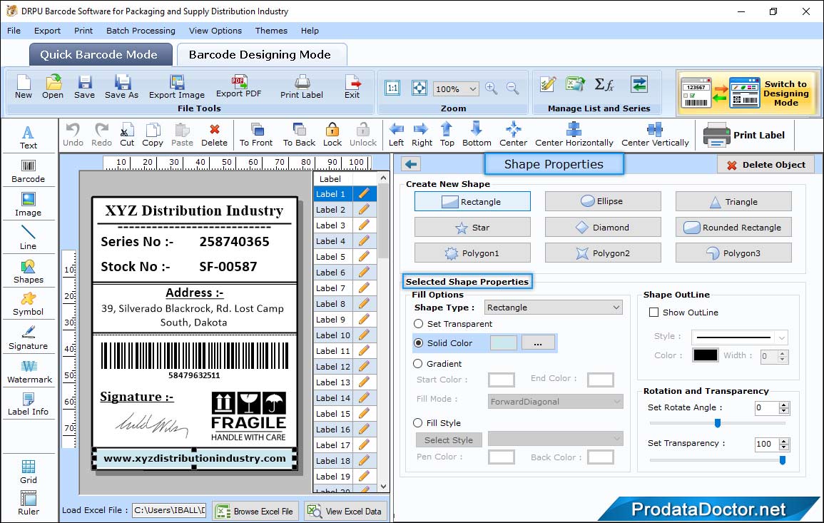 Barcode Label Maker for Packaging Supply