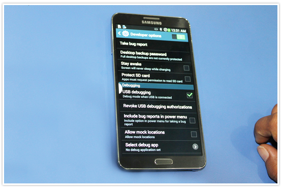 Enabling USB Debugging Mode