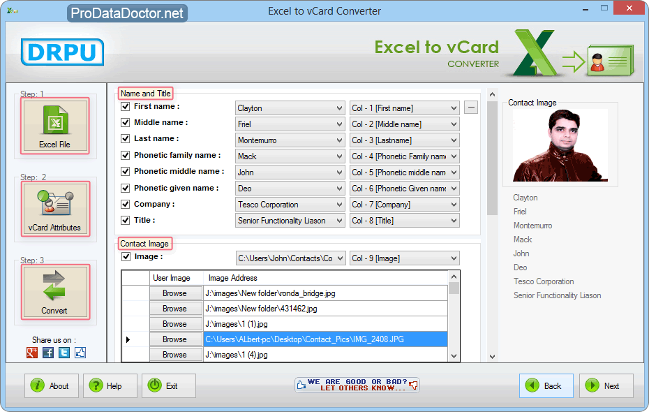 Excel для визитной карточки к&