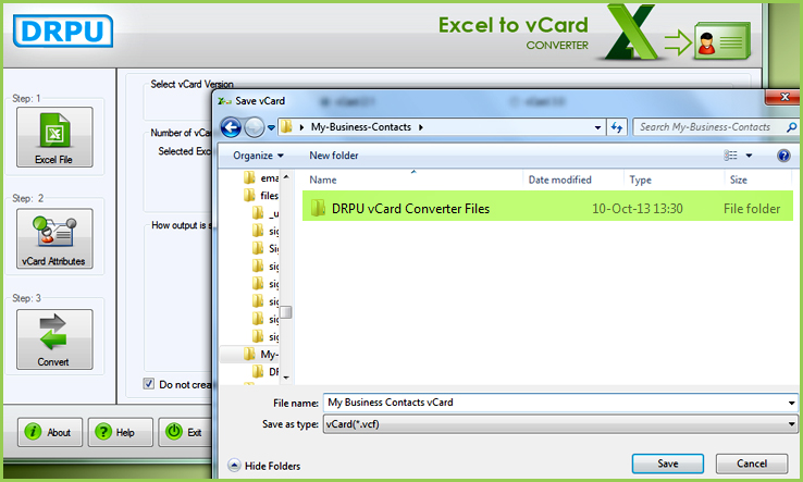 Contain all your converted vCard (.vcf) contacts