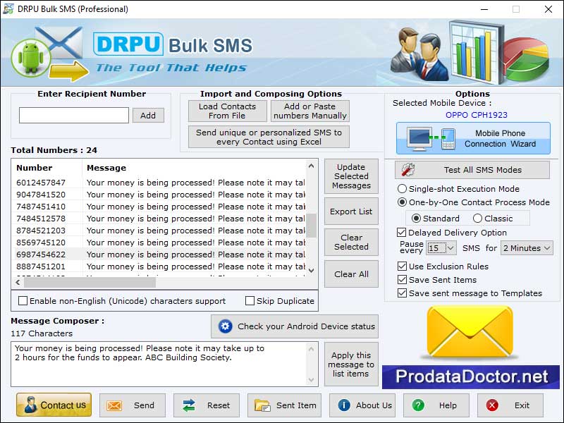 Screenshot of Bulk SMS Gateway Tool