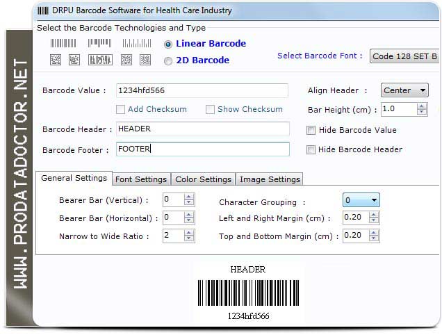 Screenshot of Medical Barcode Generator Software