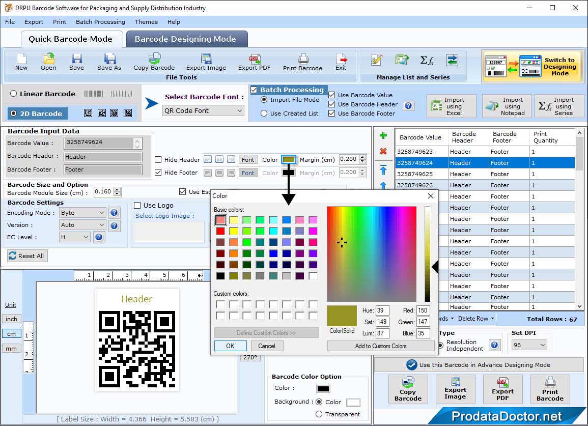 Barcode color Barcode color