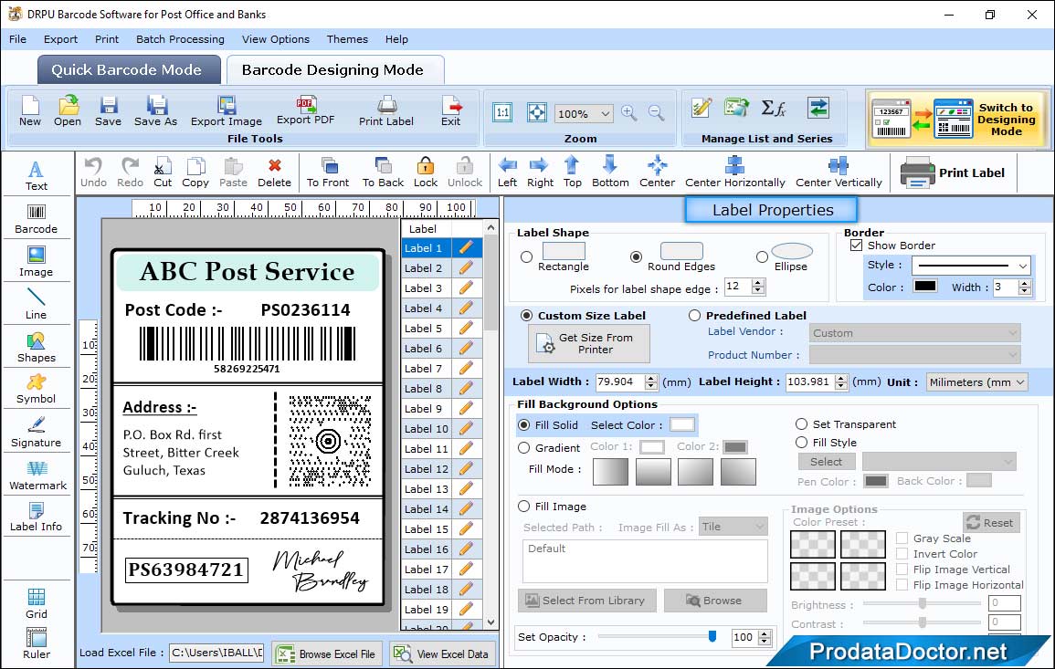 Barcode Label Maker for Post Office