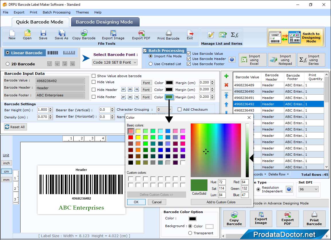 Barcode Color