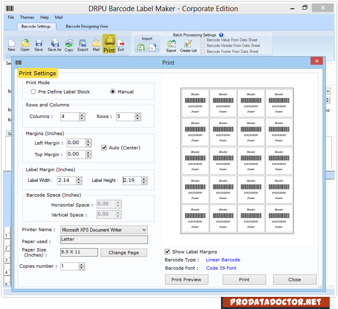 Print Settings Corporate Edition