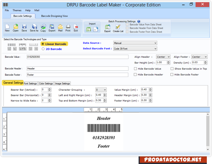 General Settings Barcode Label Maker - Corporate Edition