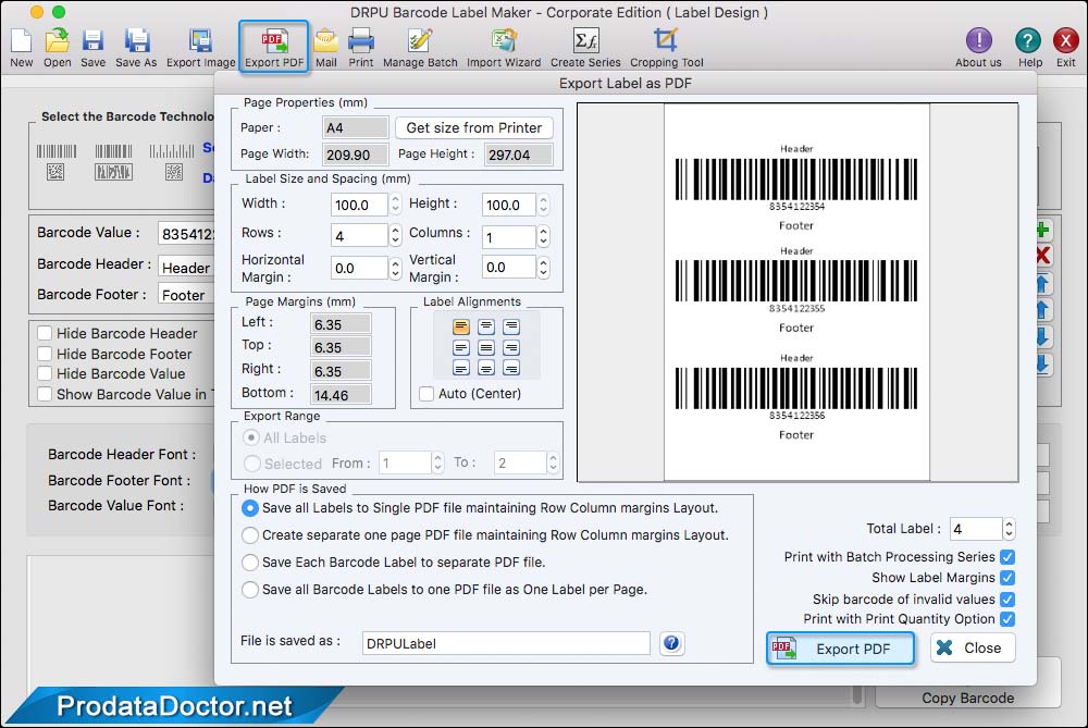 Export Barcode Export Barcode