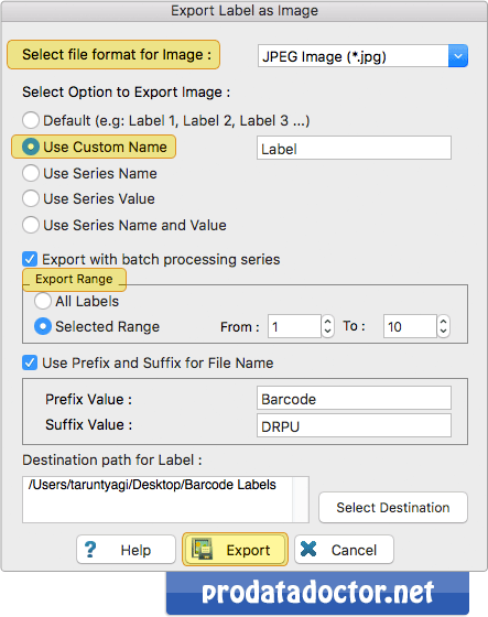 Export Label as Image Export Label as Image