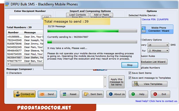 Bulk SMS Software for BlackBerry Mobile Phone