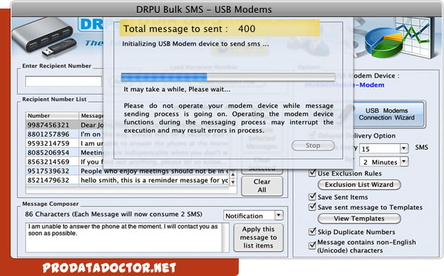 USB Modems Mac Bulk SMS Software