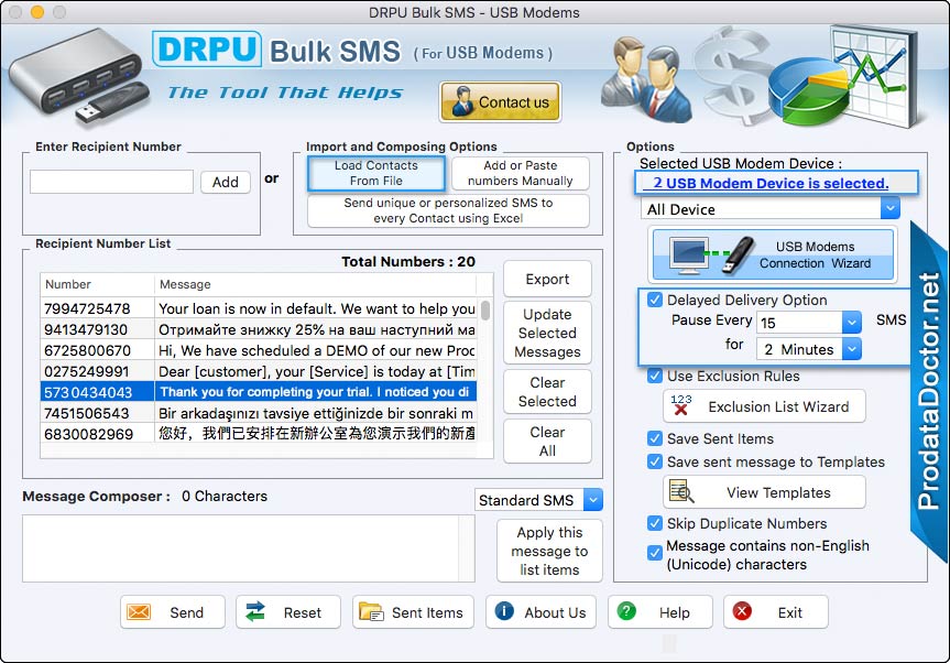 Mac Bulk SMS Software for USB Modems