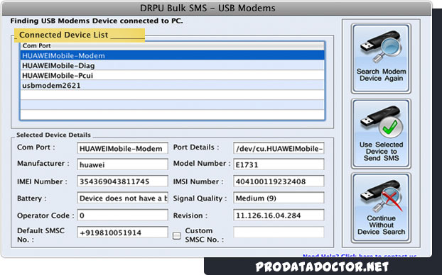 Mac Bulk SMS Software for USB Modems