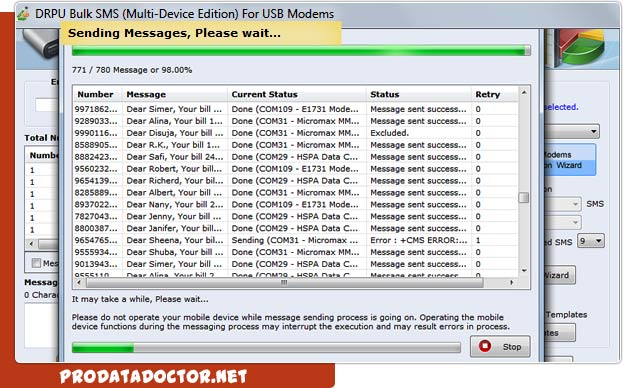 Bulk SMS Software for Multi USB Modem