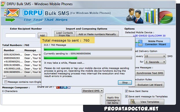 Bulk SMS Software for Windows Mobile