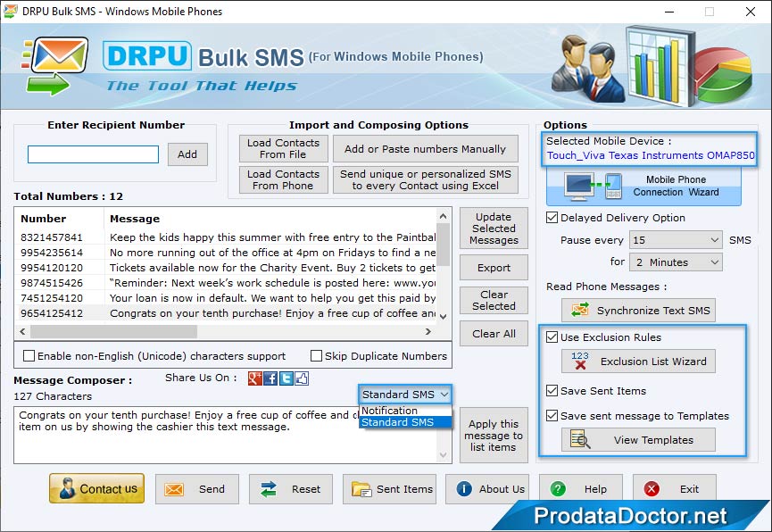 Bulk SMS Software for Windows Mobile