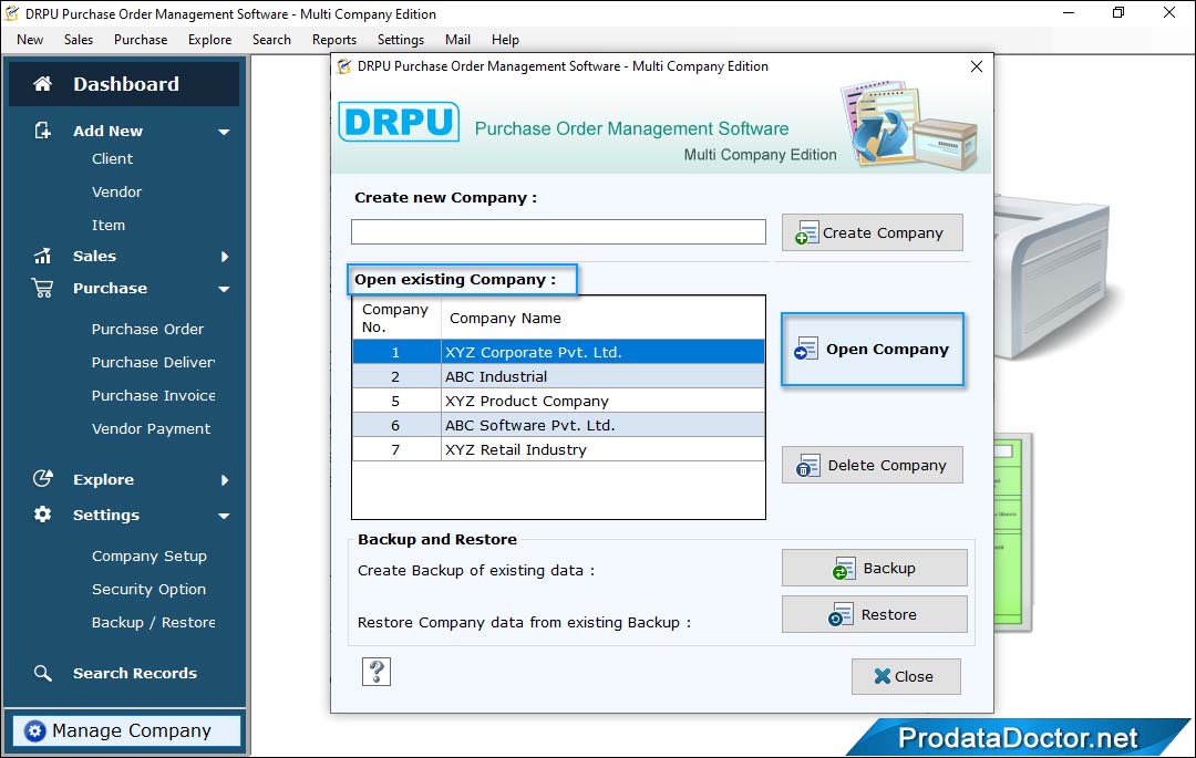 Multi Company Purchase Order Software