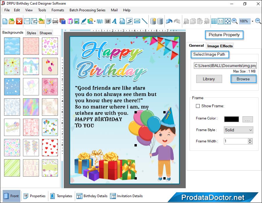 Birthday card maker software