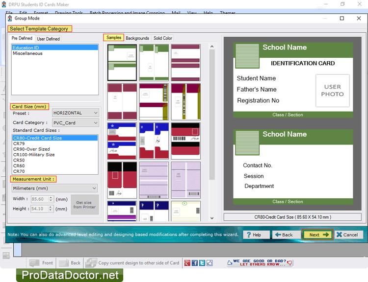 Choose any one pre-defined template