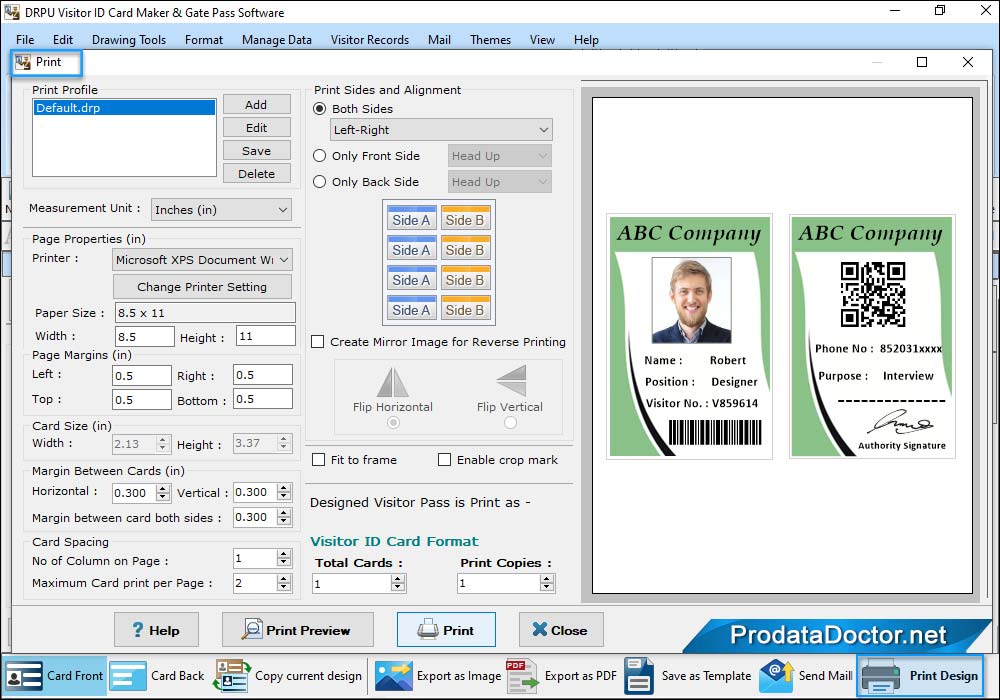 Print designed visitor id card Print designed visitor id card