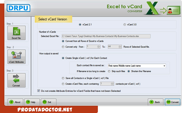 Excel to vCard Converter Software