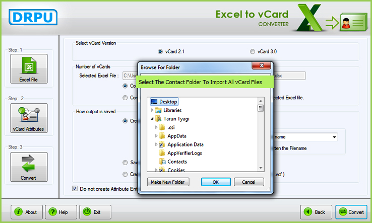 Select Contact Folder