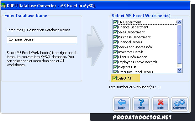 MS Excel to MySQL Database Converter