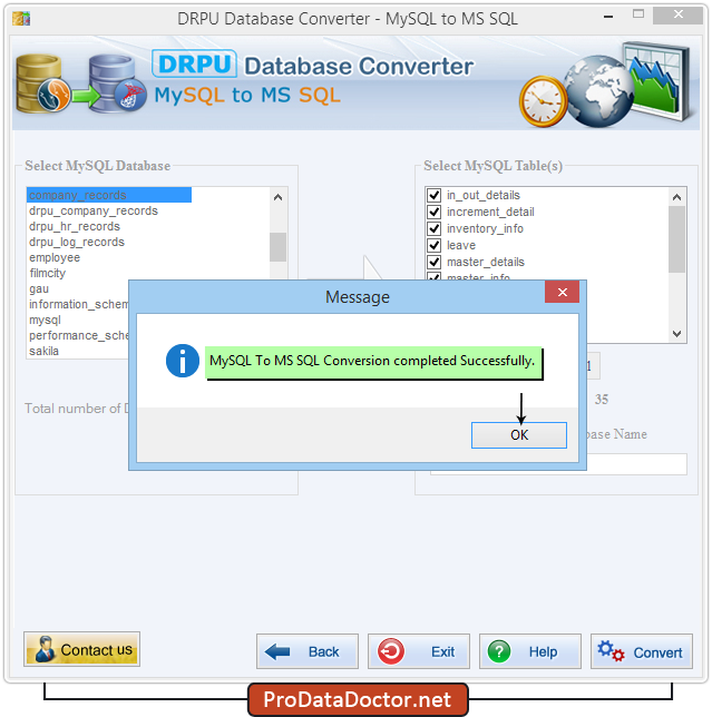 Database Converter Tool - MySQL to MS SQL