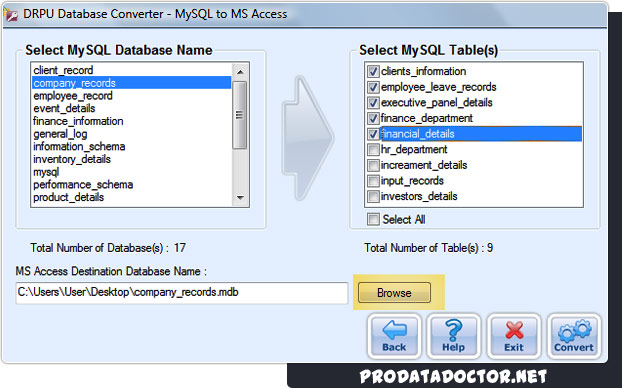 MySQL to MS Access Database Converter