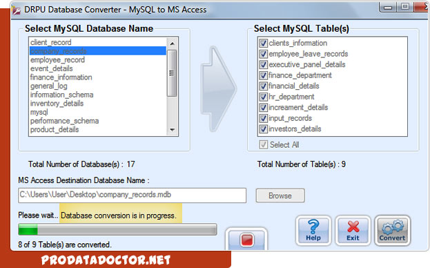 MySQL to MS Access Database Converter Tool