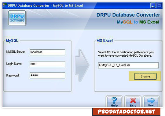 MySQL to MS Excel Database Converter