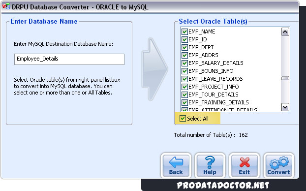 Oracle to MySQL Database Converter